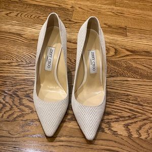 Jimmy Choo White Knit Heels, Size 39 (US 8)